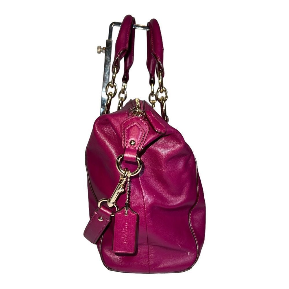 COACH Magenta Pebbled Leather Kelsey Satchel Bag - Picture 6 of 11
